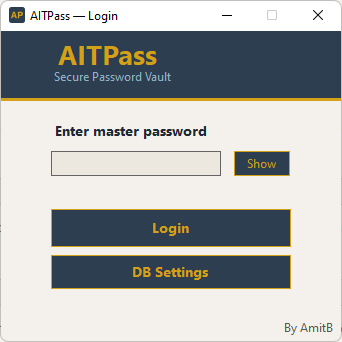 Login / Create Master Password